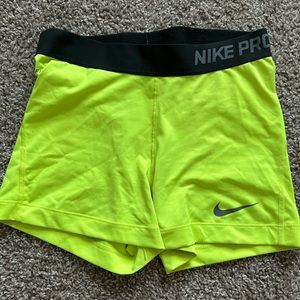 Nike Pro Neon Yellow Athletic Shorts